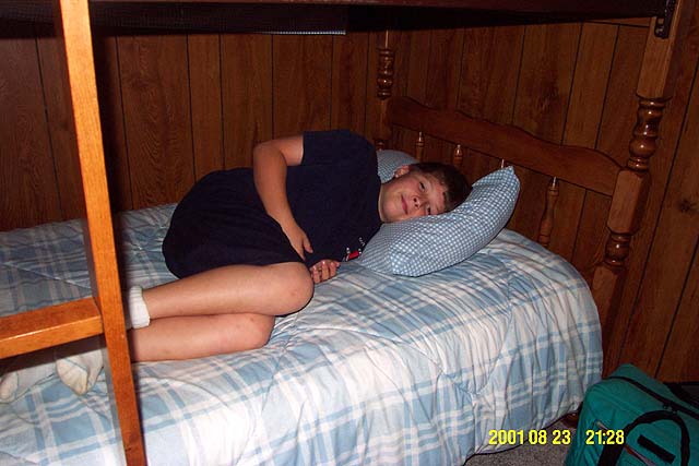 Joshua usually is moving, but occasionally he rests when he is bored.